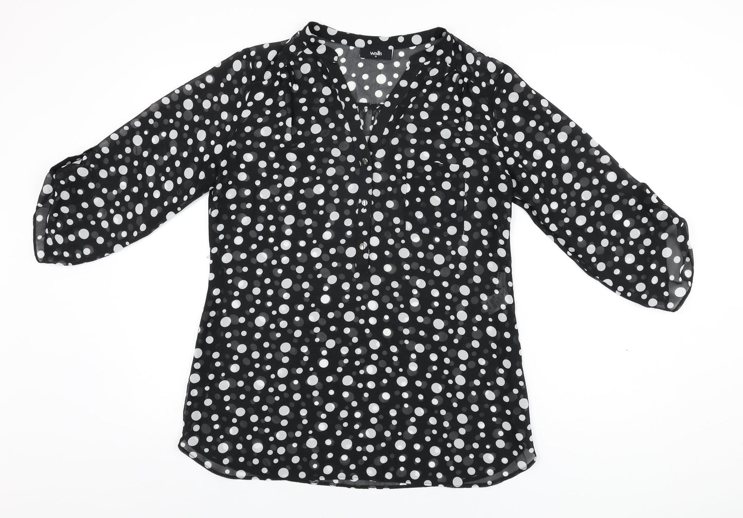 Womens UK Size M Wallis Black Basic Blouse