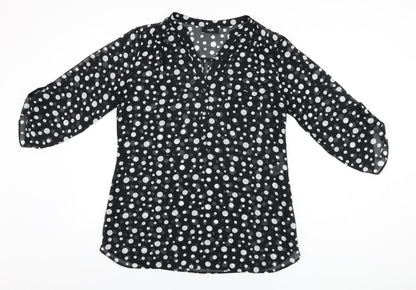 Womens UK Size M Wallis Black Basic Blouse