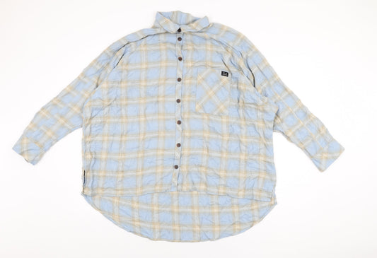 Womens UK Size M Urban Outfitters Blue Basic Button-Up