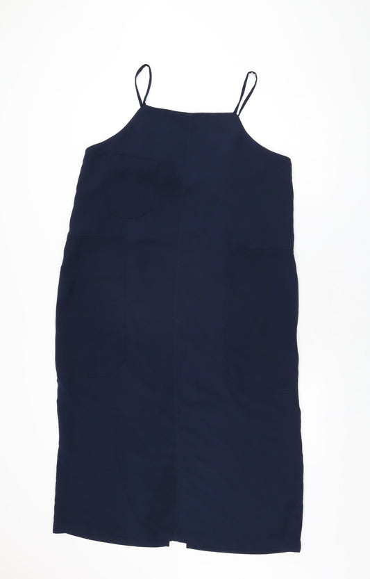 Monki Womens Blue Polyester Shift Size M Square Neck Pullover