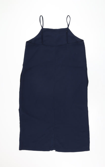 Monki Womens Blue Polyester Shift Size M Square Neck Pullover