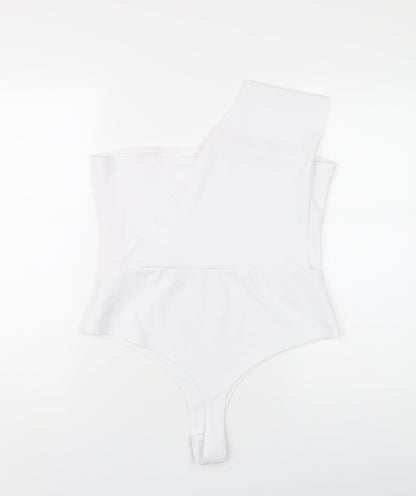 PRETTYLITTLETHING Womens White Polyester Bodysuit One-Piece Size 16 Snap