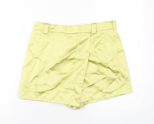Bershka Womens Yellow Polyester Skort Skirt Size XL Zip