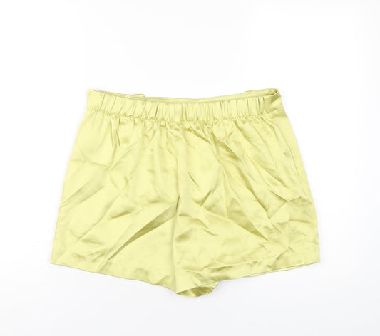 Bershka Womens Yellow Polyester Skort Skirt Size XL Zip