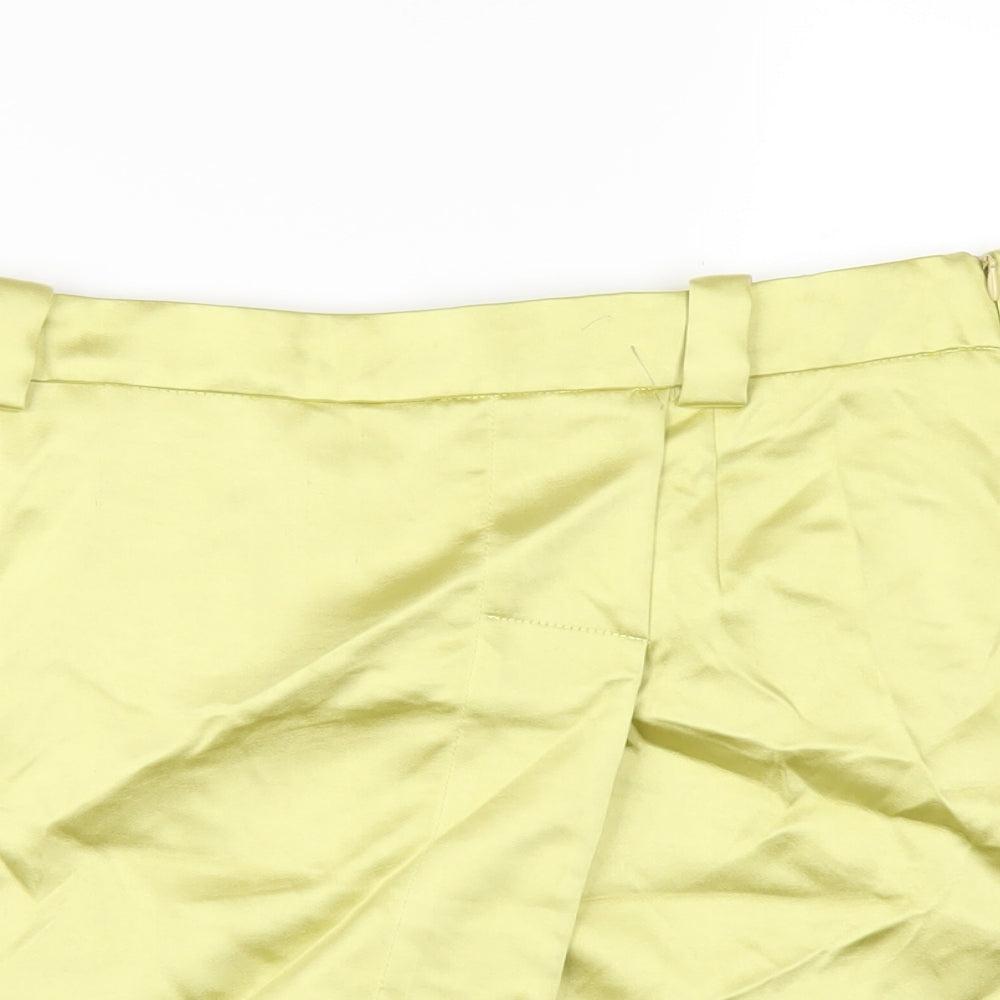Bershka Womens Yellow Polyester Skort Skirt Size XL Zip