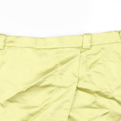 Bershka Womens Yellow Polyester Skort Skirt Size XL Zip