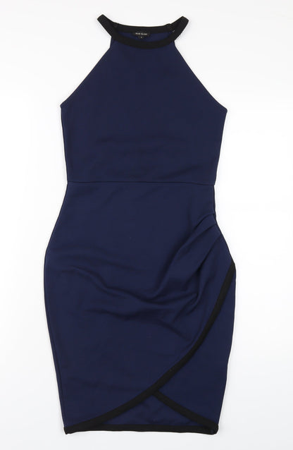 River Island Womens Blue Polyester Bodycon Size 8 Round Neck Pullover