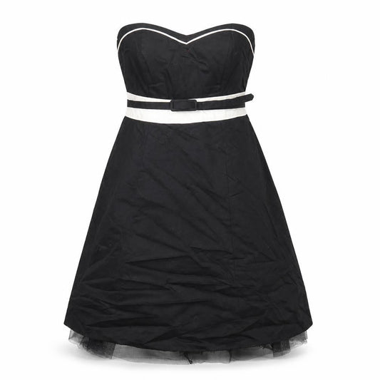 BHS Womens Black Cotton A-Line Size 10 Sweetheart Zip