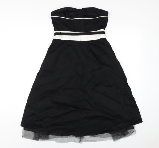 BHS Womens Black Cotton A-Line Size 10 Sweetheart Zip