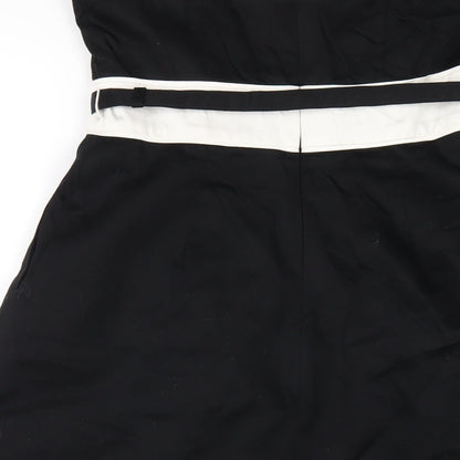 BHS Womens Black Cotton A-Line Size 10 Sweetheart Zip