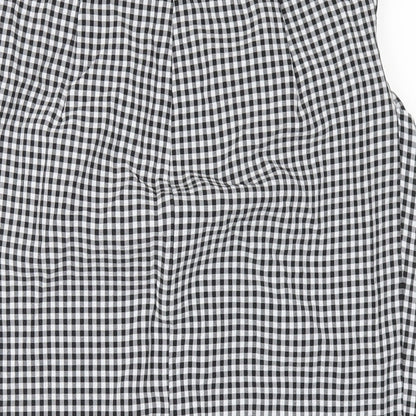 Mango Womens Black Check Polyester Bodycon Size M Square Neck Zip