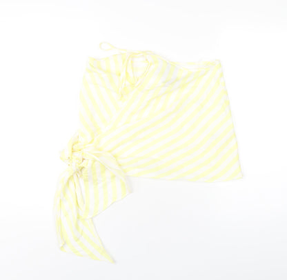 ASOS Womens Yellow Striped Viscose A-Line Skirt Size 12 Tie