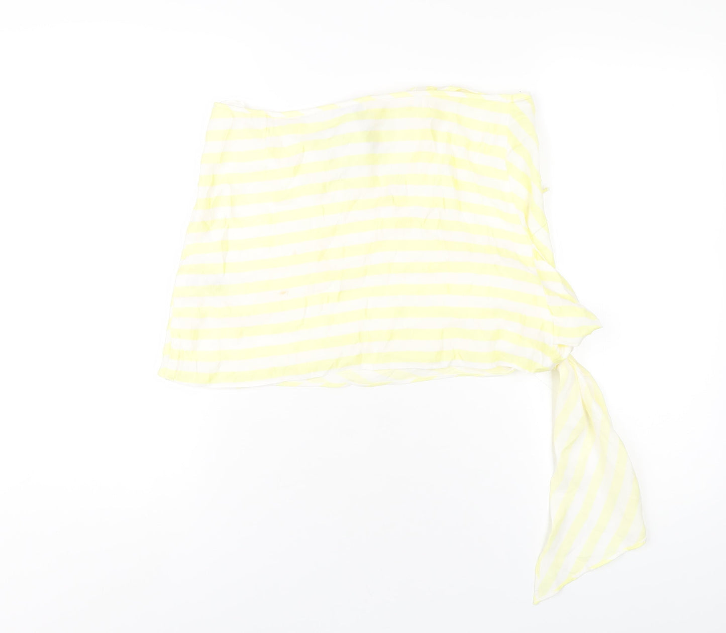 ASOS Womens Yellow Striped Viscose A-Line Skirt Size 12 Tie