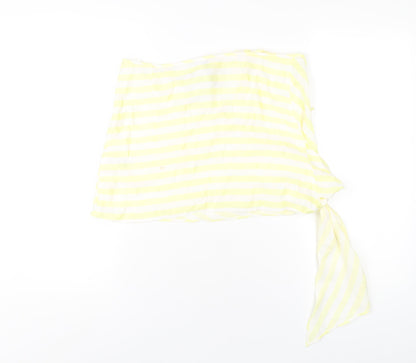 ASOS Womens Yellow Striped Viscose A-Line Skirt Size 12 Tie
