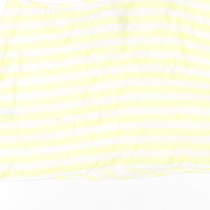 ASOS Womens Yellow Striped Viscose A-Line Skirt Size 12 Tie