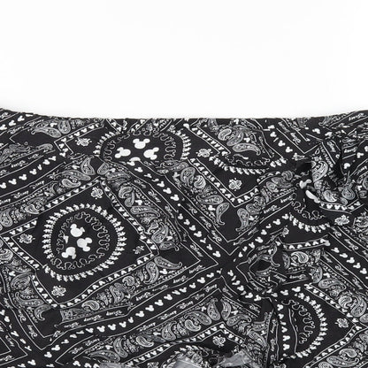 Disney Womens Black Paisley Vinyl Basic Shorts Size XS Regular Pull On