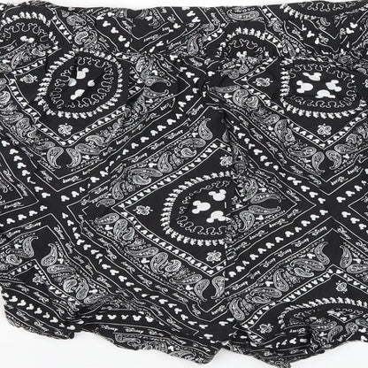 Disney Womens Black Paisley Vinyl Basic Shorts Size XS Regular Pull On