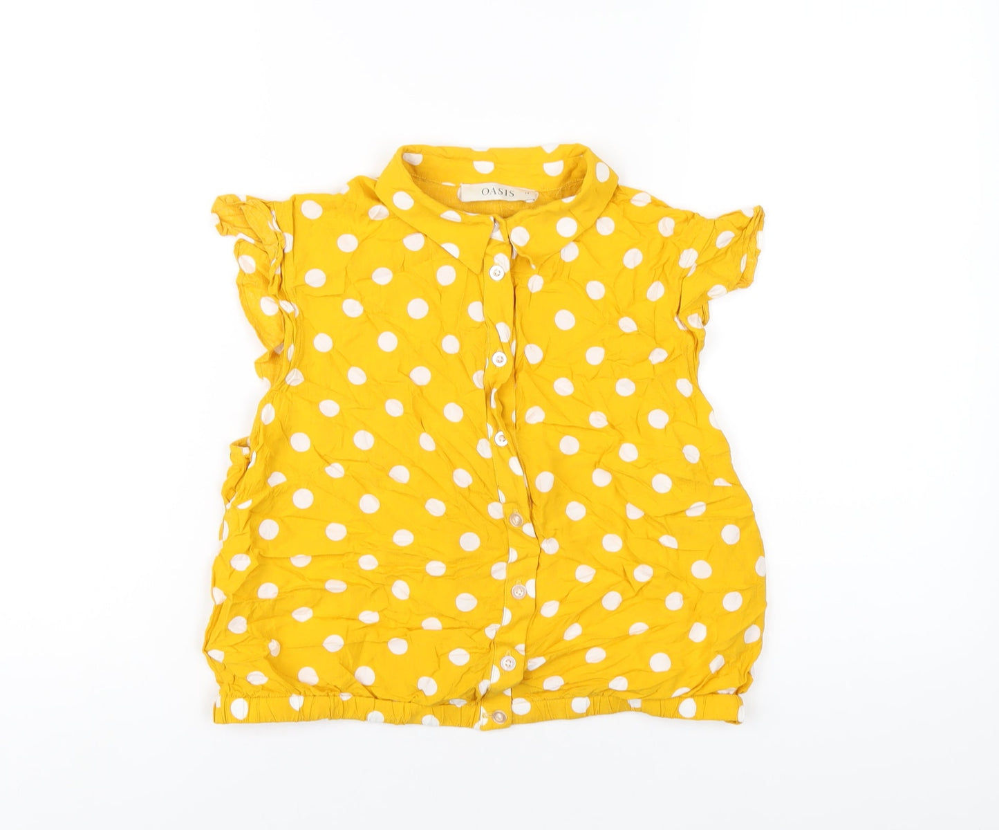 Womens UK Size 14 Oasis Yellow Basic Button-Up
