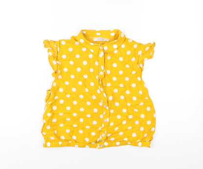 Womens UK Size 14 Oasis Yellow Basic Button-Up