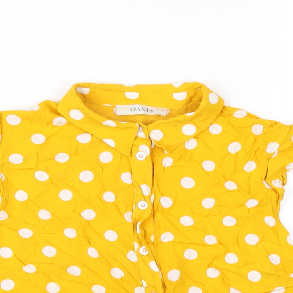 Womens UK Size 14 Oasis Yellow Basic Button-Up