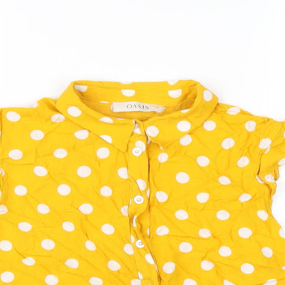 Womens UK Size 14 Oasis Yellow Basic Button-Up