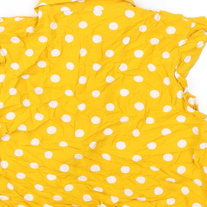 Womens UK Size 14 Oasis Yellow Basic Button-Up