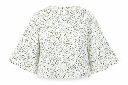Marks and Spencer Womens White Geometric Polyester Basic Blouse Size 12 Round Neck