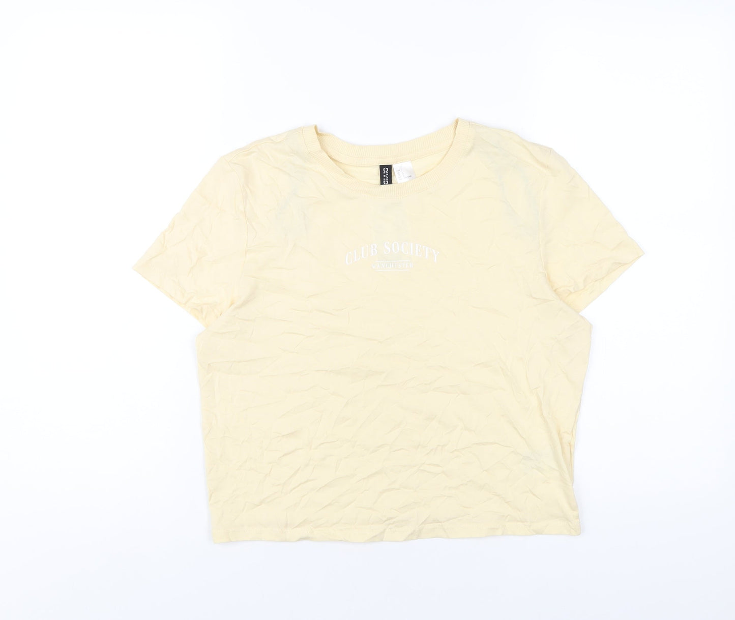 Womens UK Size L H&M Yellow Cropped T-Shirt