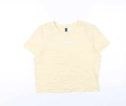 Womens UK Size L H&M Yellow Cropped T-Shirt