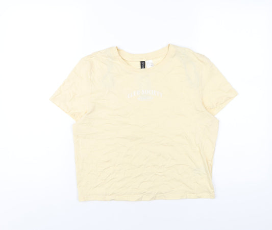 Womens UK Size L H&M Yellow Cropped T-Shirt