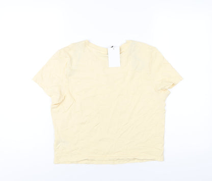 Womens UK Size L H&M Yellow Cropped T-Shirt