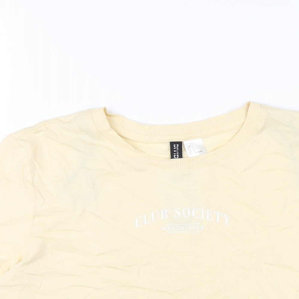 Womens UK Size L H&M Yellow Cropped T-Shirt