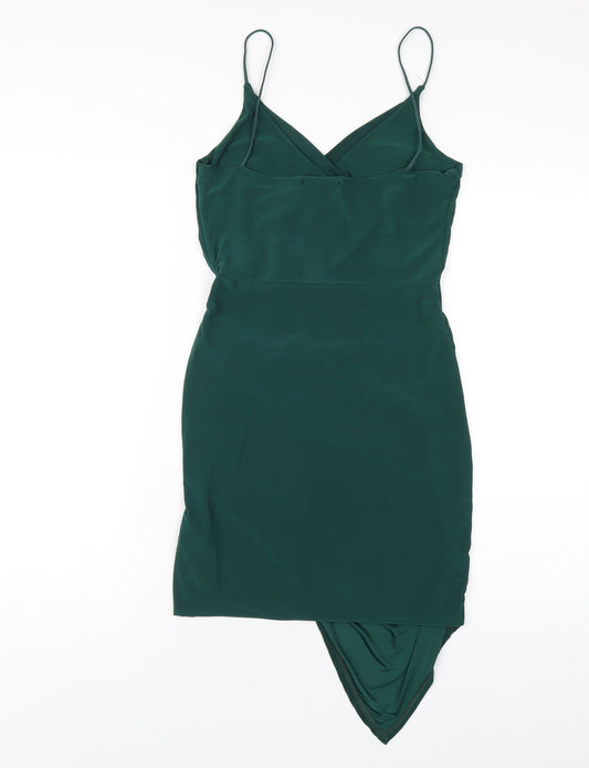 Missguided Womens Green Polyester Bodycon Size 8 V-Neck Pullover