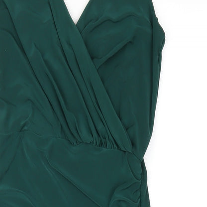 Missguided Womens Green Polyester Bodycon Size 8 V-Neck Pullover