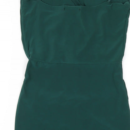 Missguided Womens Green Polyester Bodycon Size 8 V-Neck Pullover