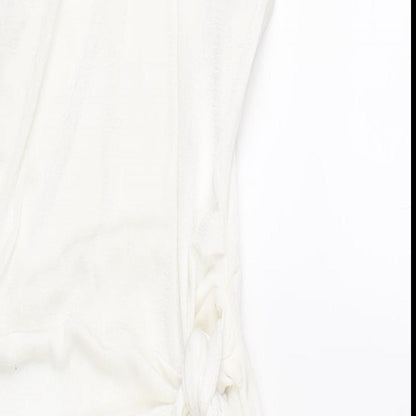 ASOS Womens White Polyester Bodycon Size 10 Mock Neck Button