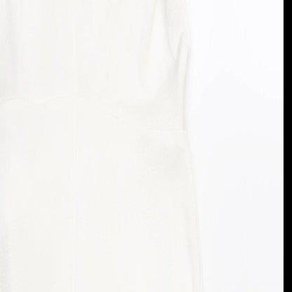 ASOS Womens White Polyester Bodycon Size 10 Mock Neck Button