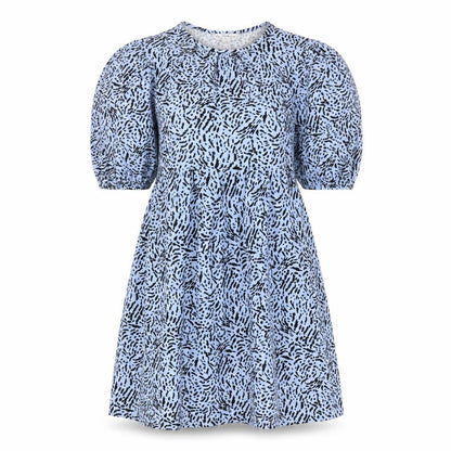 Miss Selfridge Womens Blue Geometric Cotton A-Line Size 8 Round Neck Pullover
