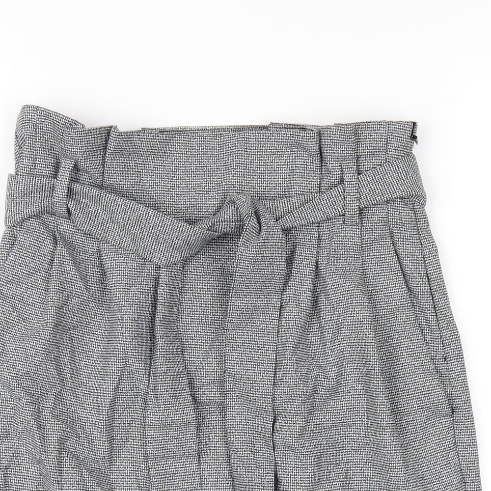 H&M Womens Grey Polyester A-Line Skirt Size 8 Zip - Paperbag Waist