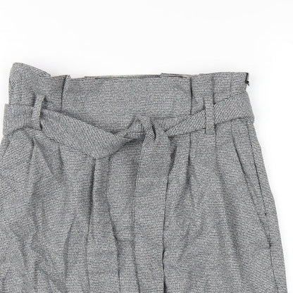 H&M Womens Grey Polyester A-Line Skirt Size 8 Zip - Paperbag Waist