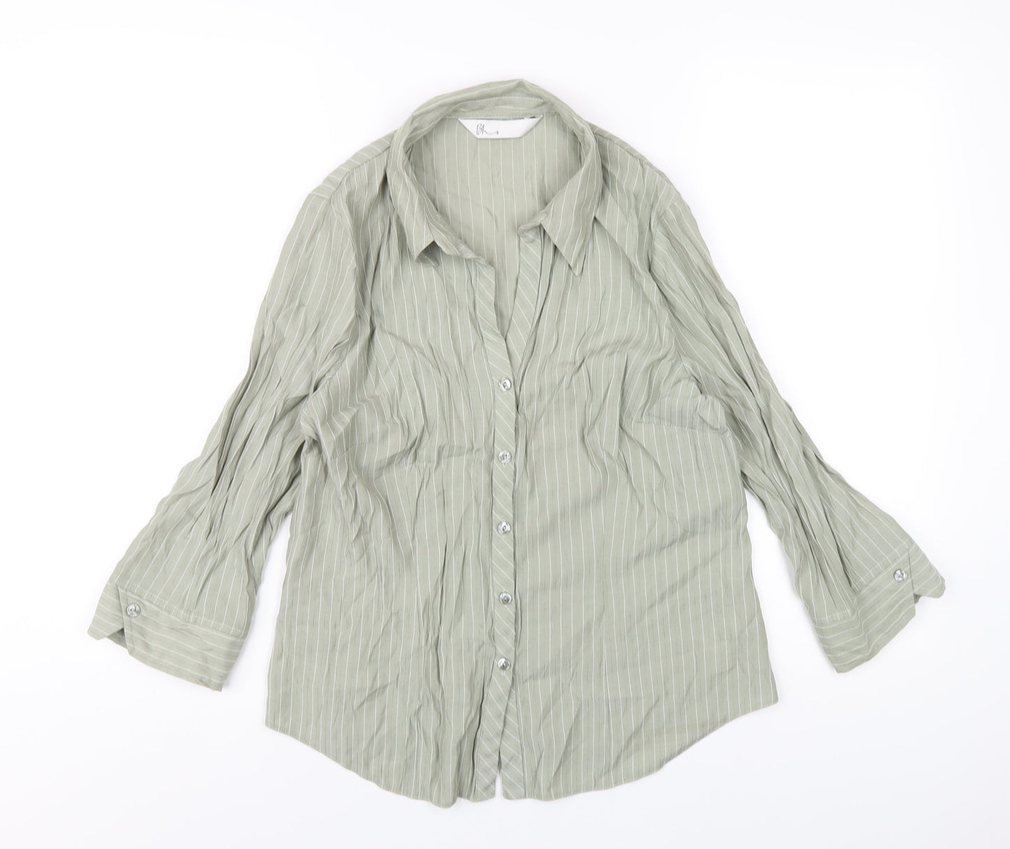 Womens UK Size 14 BHS Green Basic Button-Up