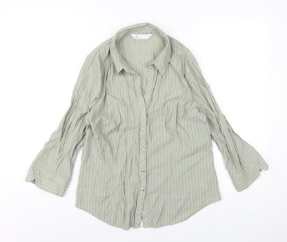 Womens UK Size 14 BHS Green Basic Button-Up