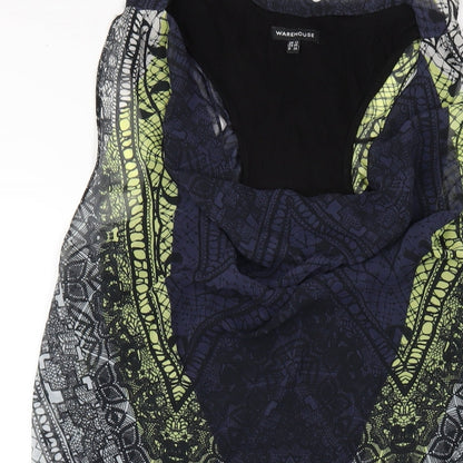 Warehouse Womens Multicoloured Geometric Polyester Tank Dress Size 12 Cowl Neck Pullover