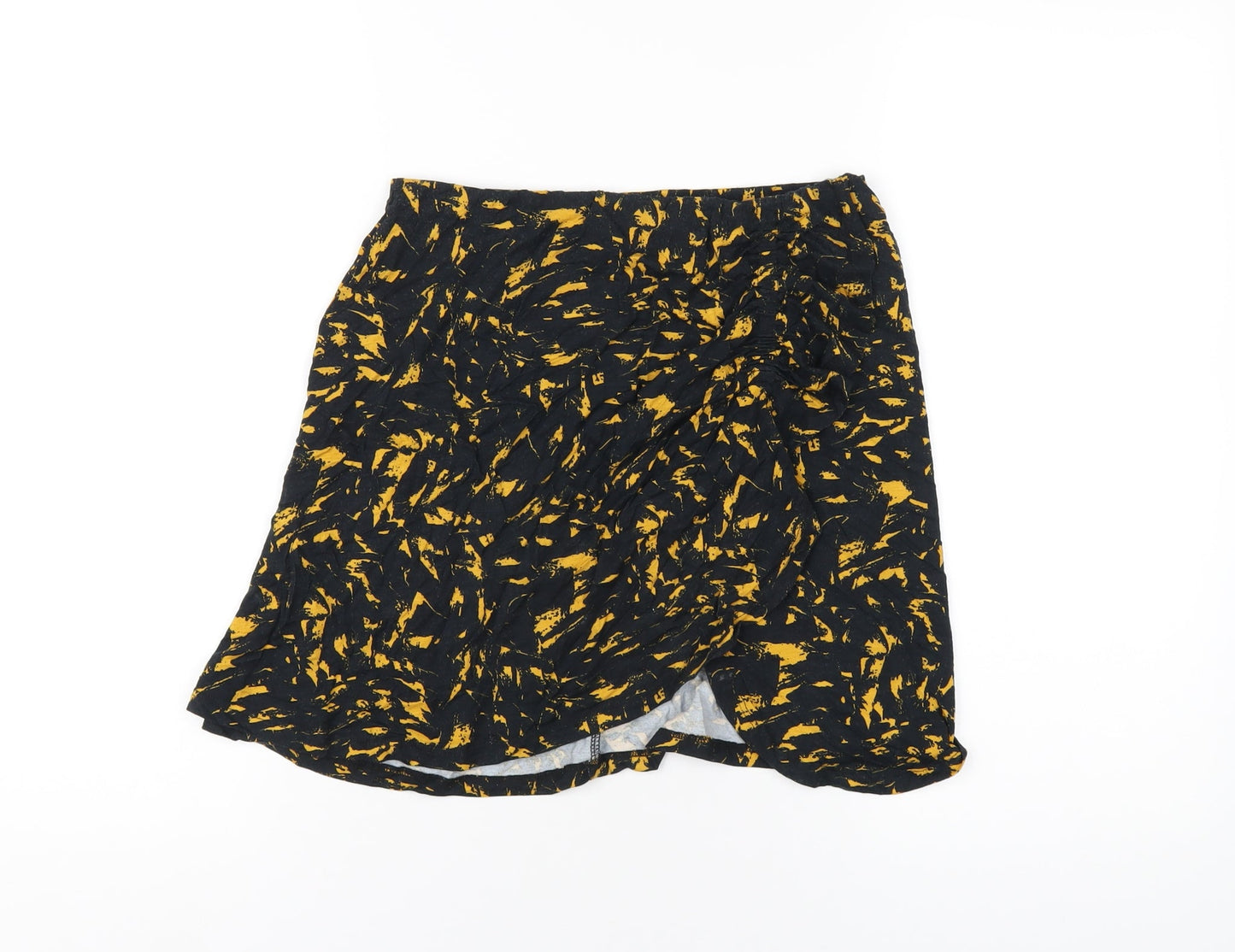 ASOS Womens Black Geometric Viscose A-Line Skirt Size 10