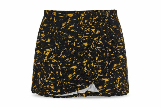 ASOS Womens Black Geometric Viscose A-Line Skirt Size 10