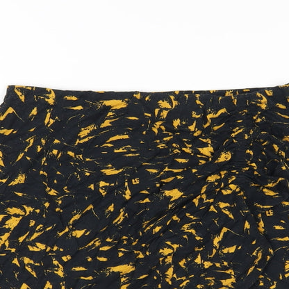 ASOS Womens Black Geometric Viscose A-Line Skirt Size 10