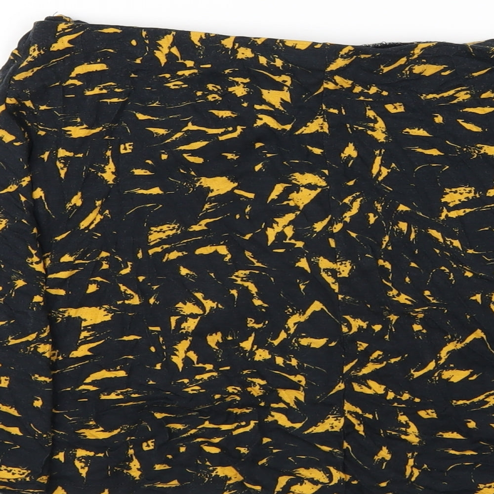 ASOS Womens Black Geometric Viscose A-Line Skirt Size 10