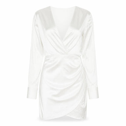 Zara Womens White Polyester Bodycon Size XS V-Neck Zip