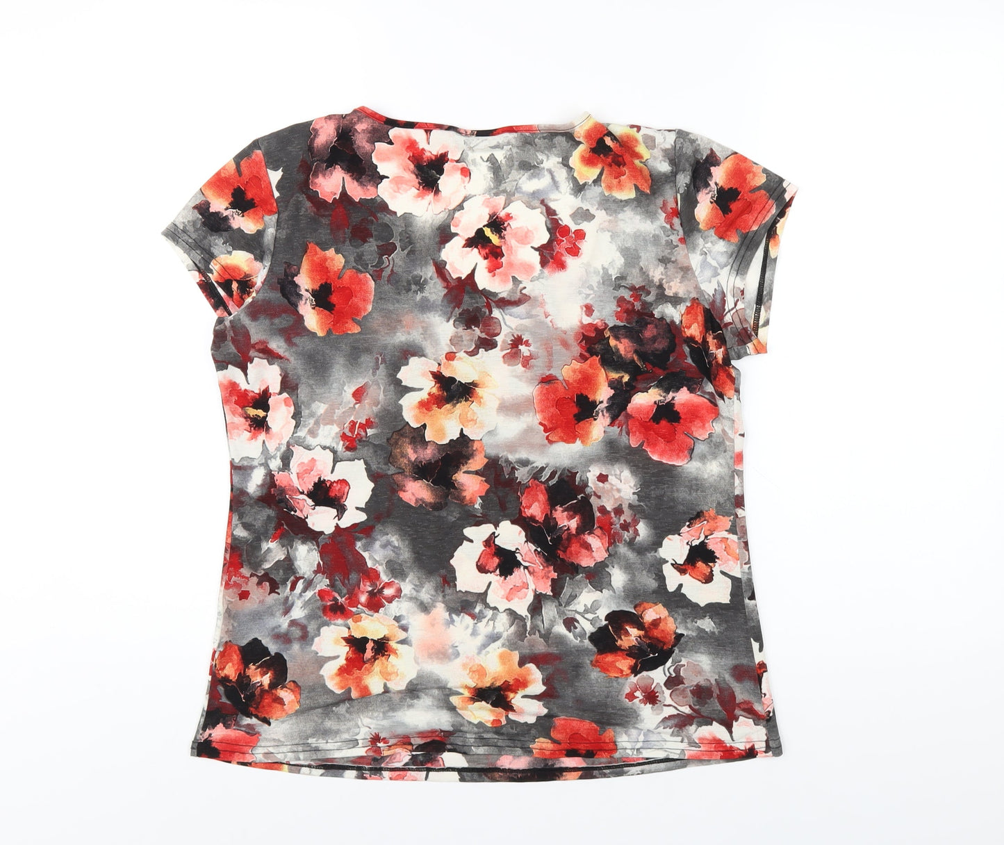 Roman Womens Multicoloured Floral Polyester Basic T-Shirt Size 14 Scoop Neck