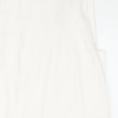 Zara Womens White Polyester A-Line Size S Round Neck Button